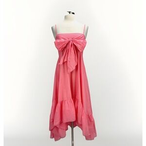 J. Crew Womens Pink Beach Dress Sz S Cotton Voile Bow-Front Coquette Feminine